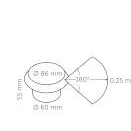 Puck Light Grey 12V/1,5W LED ø60mm Warm White, diffuse Ring 86mm