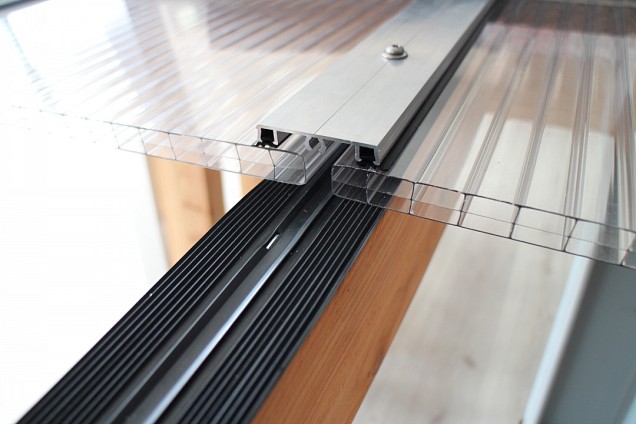 Pext Polycarbonaat Dakpakket - 6060x3500 muuraanbouw - blank aluminium - excl. glas