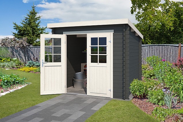 Blokhut Indi 230x175 Carbon Grey-wit