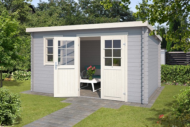 Blokhut Amira 380x275 Platinum Grey