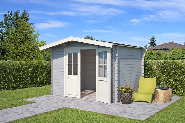 Blokhut Baltimore 292x230 Platinum Grey-Wit
