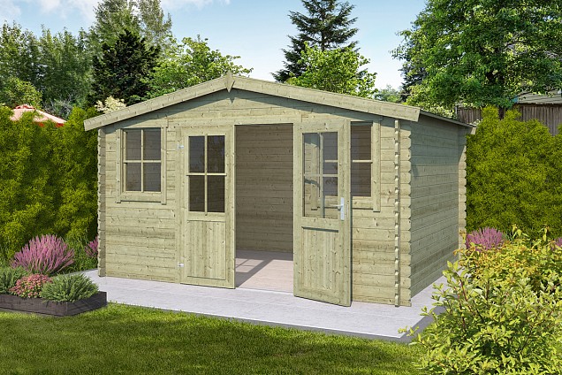 Blokhut Dallas 376x292 Olijfgroen Geïmpregneerd