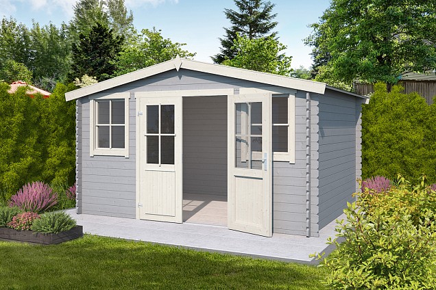 Blokhut Dallas 376x292 Platinum Grey-Wit