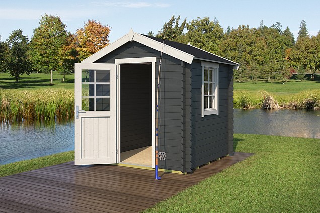 Blokhut Wels 230x230 Carbon Grey-Wit