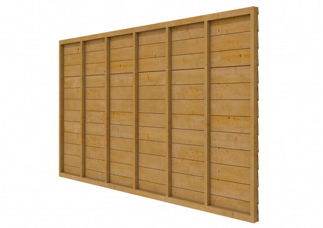 Douglas buitenverblijf Comfort/DHZ achterwand Zweeds rabat enkelzijdig 371 cm, groen geïmpregneerd.