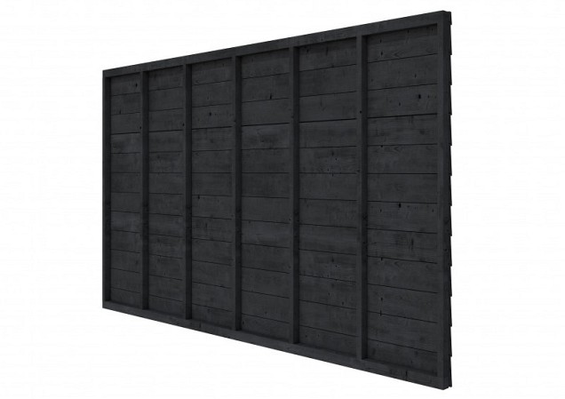 Douglas buitenverblijf Comfort/DHZ achterwand Zweeds rabat enkelzijdig 371 cm, zwart geïmpregneerd.