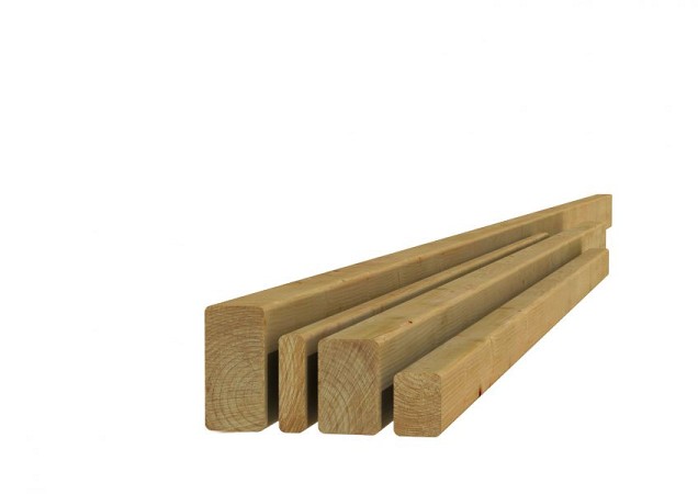 Grenen geschaafde regel 3,4x4,5x180 cm, groen geïmpregneerd.