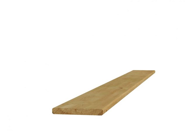 Grenen geschaafde plank 1,5x14,0x300 cm, groen geïmpregneerd.
