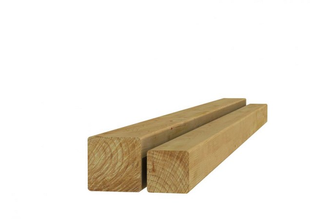 Grenen geschaafde paal 8,8x8,8x400 cm, zonder diamantkop, groen geïmpregneerd.