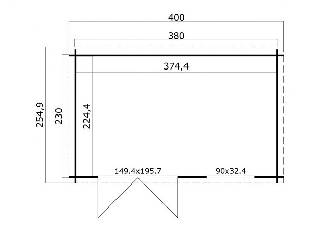 Blokhut Timian 380x230 Platinum Grey