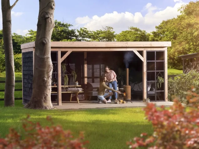 Douglasvision buitenverblijf Comfort compleet 500x270 cm, onbehandeld wanden zwart geimpregneerd