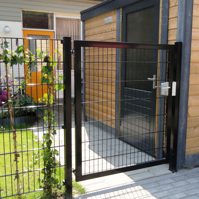 Hillfence metalen enkele poort Premium-line inclusief slot, 100 x 100 cm, zwart.