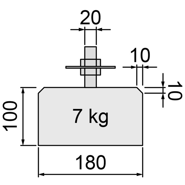 Betontegel 18x18x10 cm, recht, flexibele stelplaat, M20, antraciet.