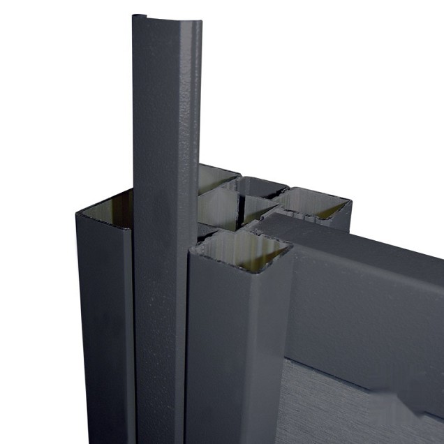 Aluminium paal "Modular" 68x68x2700mm (tbv scherm 1800 hoog) [antraciet gepoedercoat] in folie bc