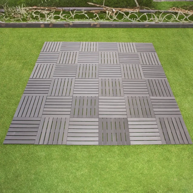 WPC-antraciet FSC tuintegel 7/3L 12mm 24x500x500mm massief glad bc