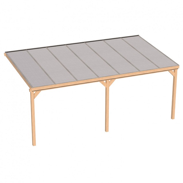 Pext Veranda Douglas - 5060x2500 muuraanbouw - staanders 14x14 cm - blank aluminium - polycarbonaat helder