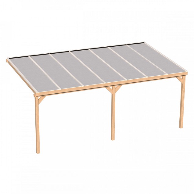 Pext Veranda Douglas - 4060x3000 muuraanbouw - staanders 14x14 cm - zwart - polycarbonaat opaal