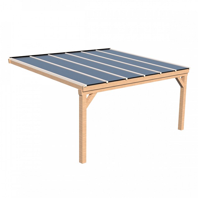 Pext Veranda Douglas - 4280x5000 muuraanbouw - staanders 18x18 cm - antraciet - gelaagd glas