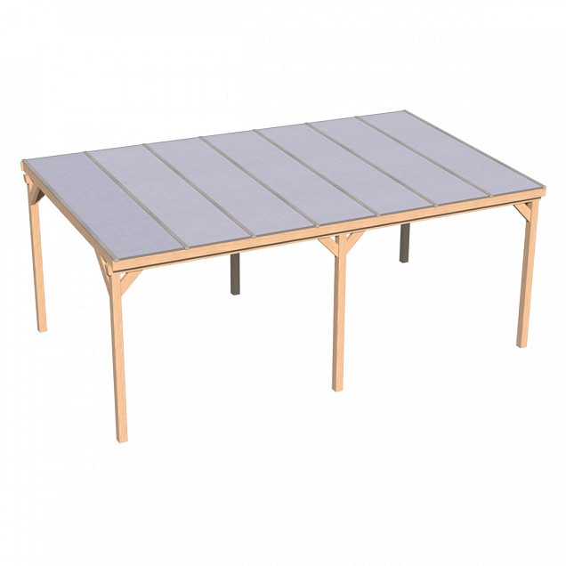 Pext Veranda Douglas - 6060x3500 vrijstaand - staanders 14x14 cm - blank aluminium - polycarbonaat helder