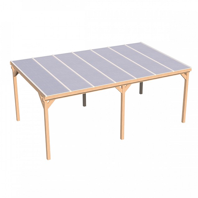 Pext Veranda Douglas - 8060x3000 vrijstaand - staanders 14x14 cm - wit - polycarbonaat helder