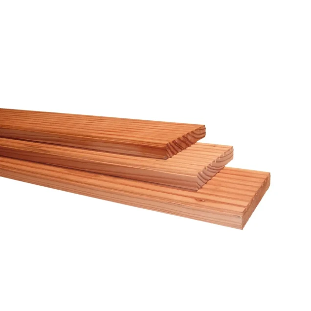 Douglas geschaafd dekdeel 1 zijde grof, 1 zijde fijn profiel, 2,4x13,8x500 cm, kleurloos geïmpregneerd.