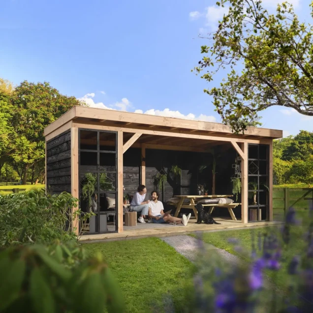 Douglasvision buitenverblijf Comfort compleet 500x270 cm, onbehandeld wanden zwart geimpregneerd