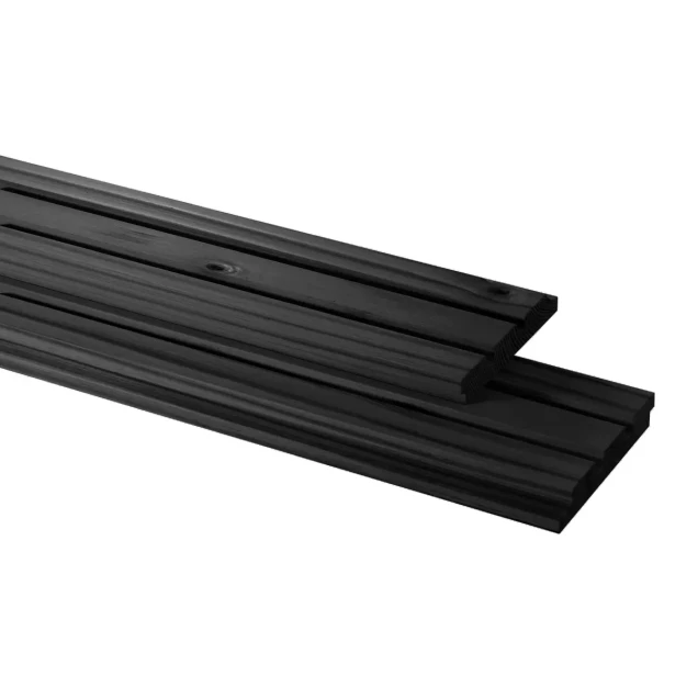 Vuren geschaafd triple profiel 2,2x14x300 cm, zwart gedompeld.