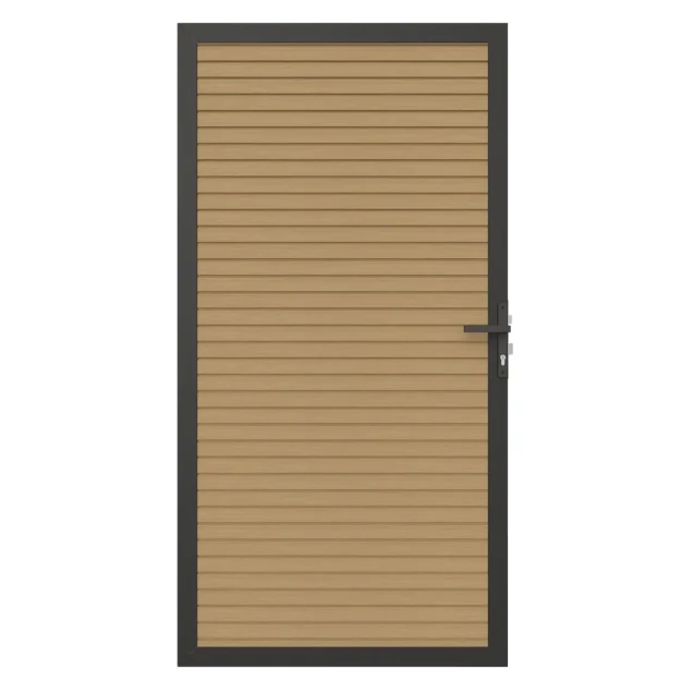 Newtechwood co-extrusie composiet deur in aluminium frame, horizontaal triple, 100x195 cm, red cedar.