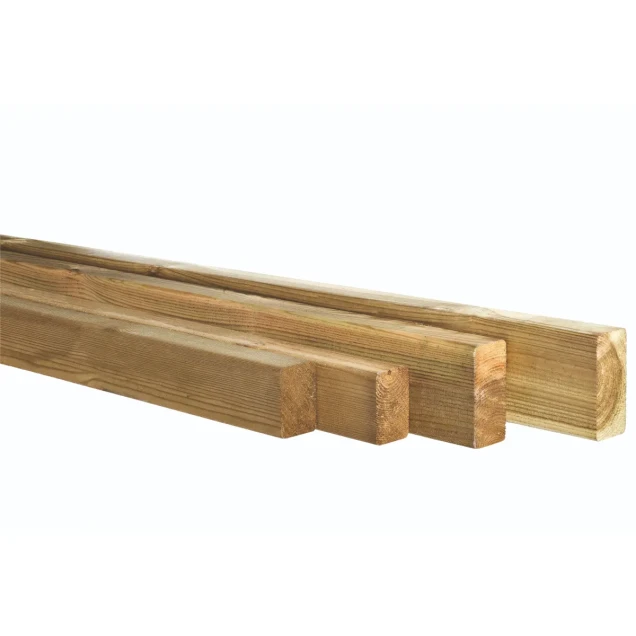 Grenen geschaafde regel 4,4x6,8x400 cm, groen geïmpregneerd.