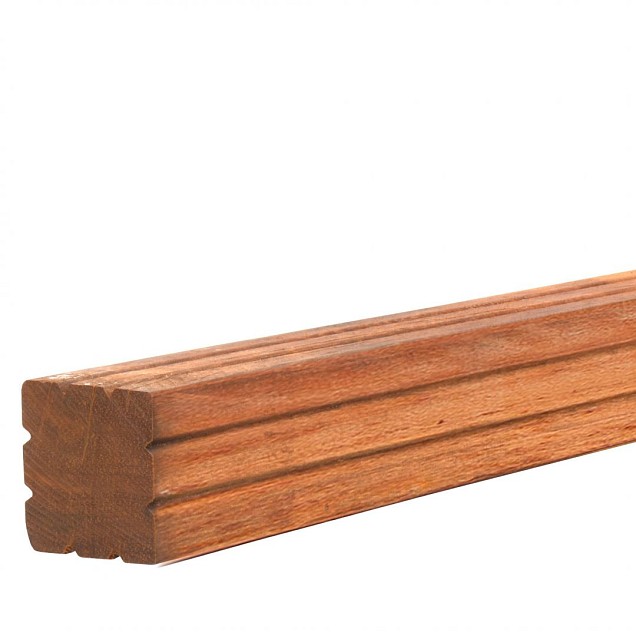 AV Hardhouten paal geschaafd met V-groef, gepunt 6,5x6,5x200 cm.