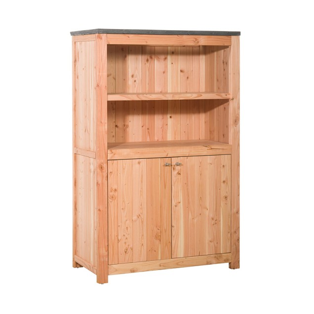 Hillhout douglas dubbele buitenkeuken 168x109x56 cm (HxBxD) met 3 schappen en deuren.