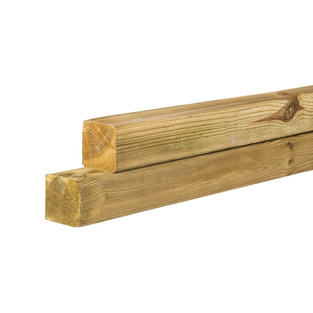 Grenen geschaafde paal 6,8x6,8x400 cm, zonder diamantkop, groen geïmpregneerd.