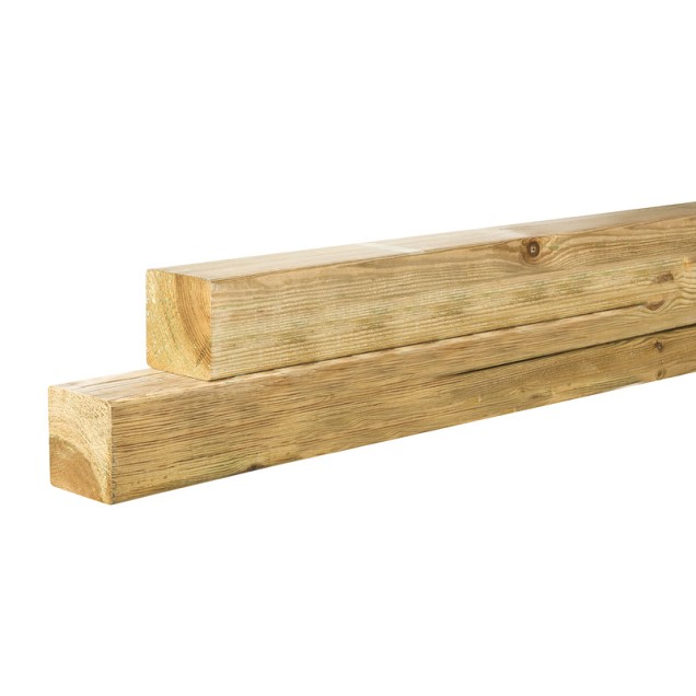Grenen geschaafde paal 8,8x8,8x400 cm, zonder diamantkop, groen geïmpregneerd.