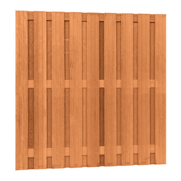 Hardhouten geschaafd plankenscherm 20-planks, recht verticaal, 180x180 cm, betonsysteem. verwacht decmber 2026