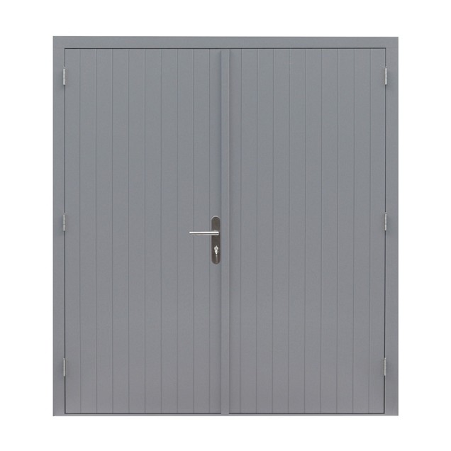Hardhouten dubbele dichte deur Prestige. 202x221 cm, grijs gegrond.