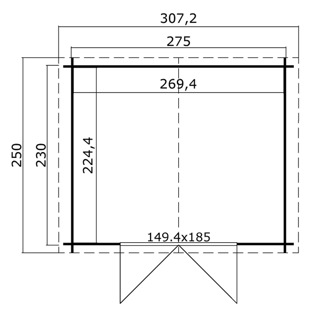 Blokhut Norah 275zx230 Platinum Grey