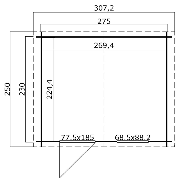Blokhut Nina 275x230 Platinum Grey