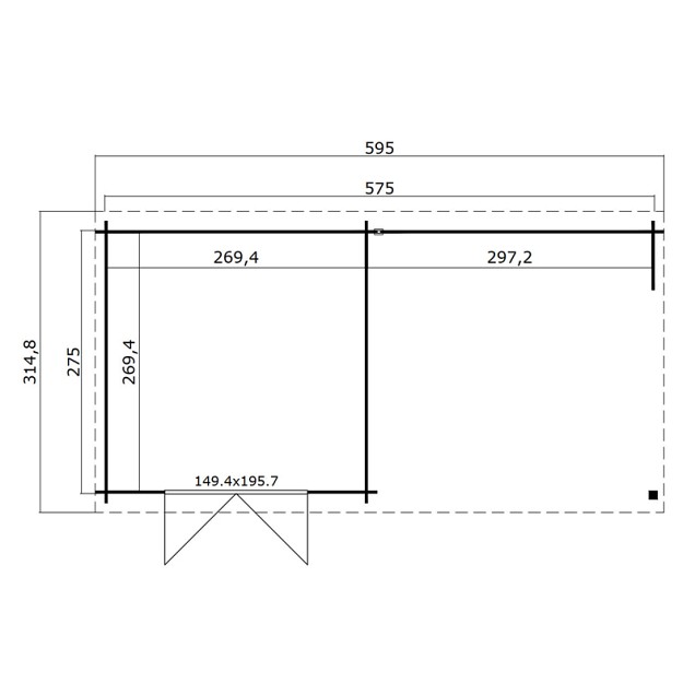 Blokhut Fraya 575x275 Platinum Grey