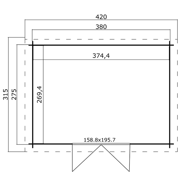 Blokhut Mikkel 380x275 Carbon Grey