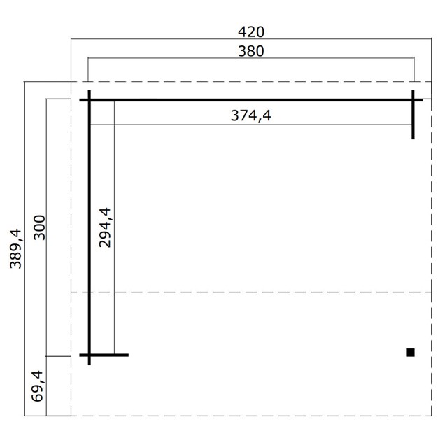 Blokhut Kirian 380x300 geïmpregneerd (olijfgroen) uit sortiment