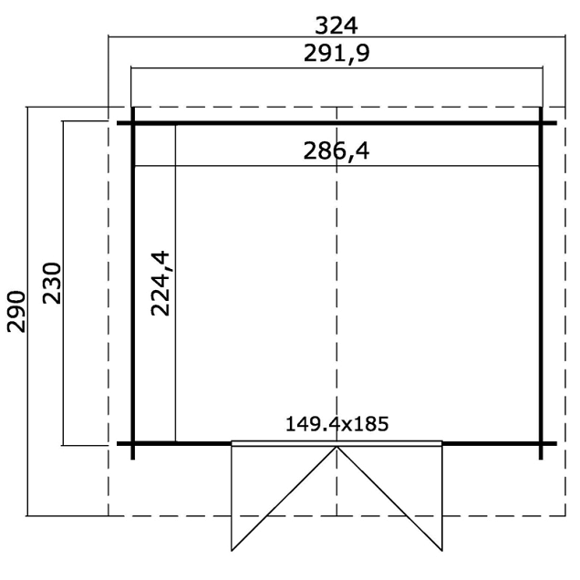 Blokhut Baltimore 292x230 Platinum Grey-Wit