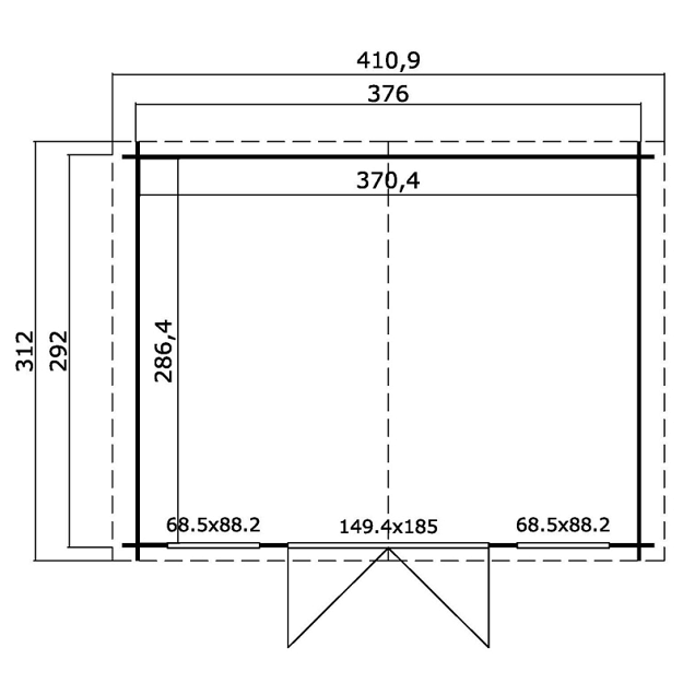 Blokhut Dallas 376x292 Platinum Grey-Wit