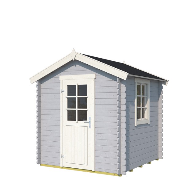 Blokhut Wels 200x200 Platinum Grey-Wit