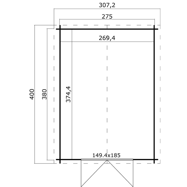 Blokhut Norah 275x380 Olijfgroen Geïmpregneerd