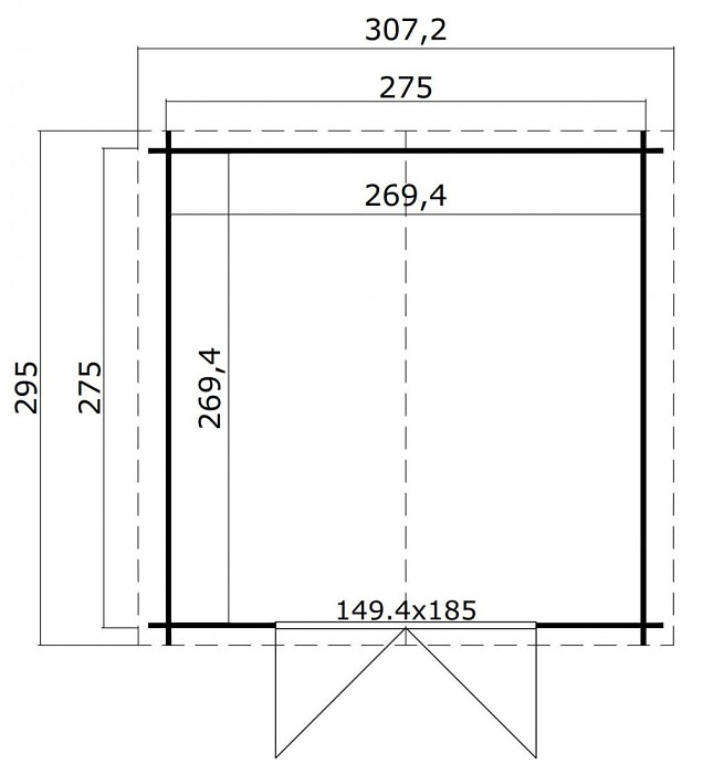 Blokhut Norah 275x275 geïmpregneerd (olijfgroen)