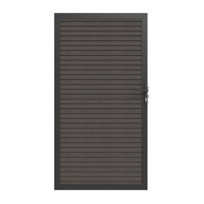 Newtechwood co-extrusie composiet deur in aluminium frame, horizontaal triple, 100x195 cm, silver gray.