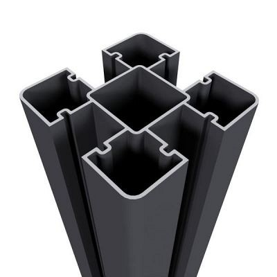 Newtechwood aluminium sleufpaal, met paalkap en paalhouder, 8x8x190 cm, zwart.