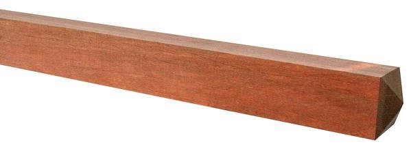 Hardhout paal 14x14x300 cm, 4 zijden glad, met diamantkop