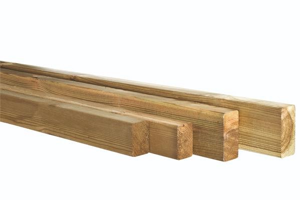 Grenen geschaafde regel 4,4x9,5x400 cm, groen geïmpregneerd.