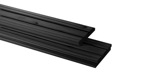Vuren geschaafd triple profiel 2.2x14x500 cm zwart gedompeld